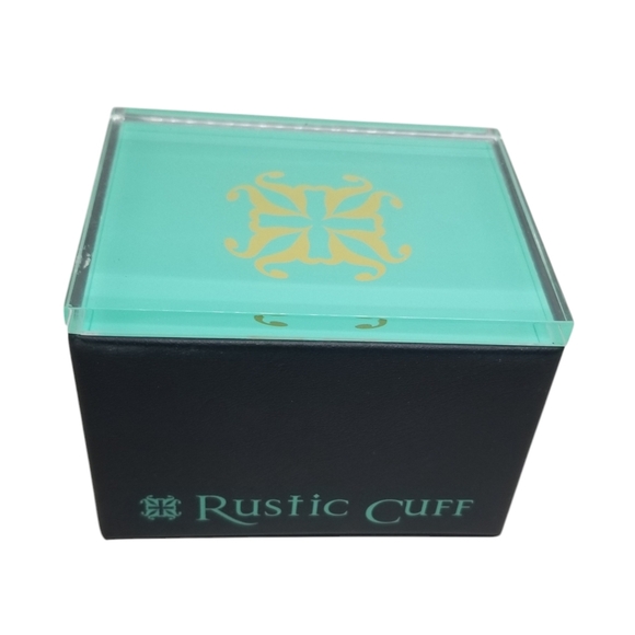 RUSTIC CUFF CHARAY GOLD SODALITE STONE BELT STYLE STRETCH BRACELET WITH BOX NWOT - Picture 6 of 8